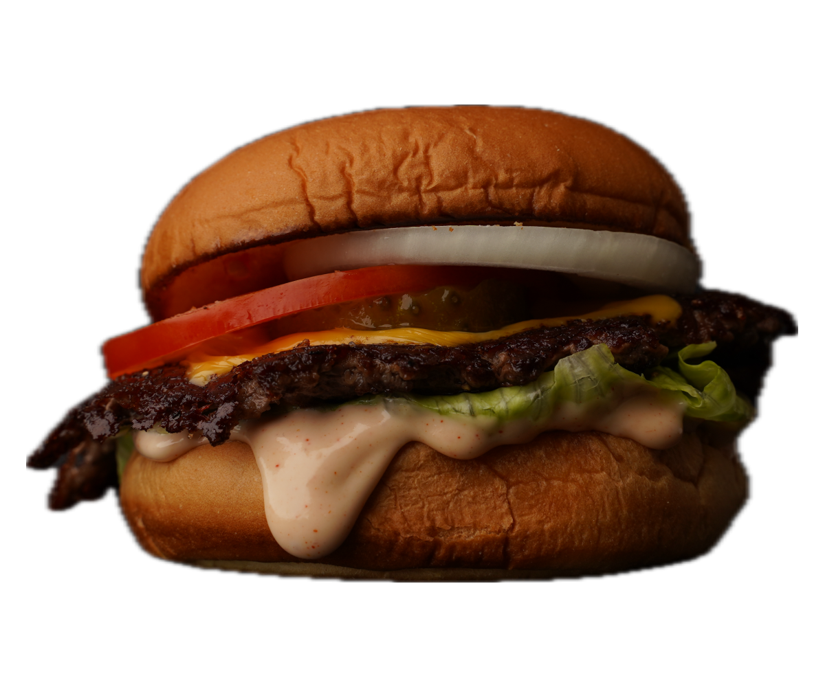 Freigestellter Beef-Burger im Potato Bun