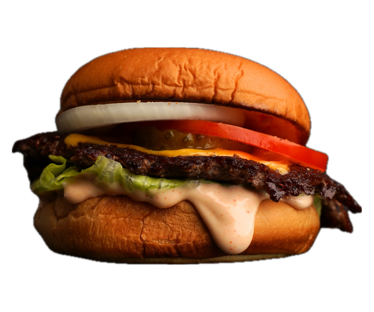 Freigestellter Veggie-Burger im Potato Bun